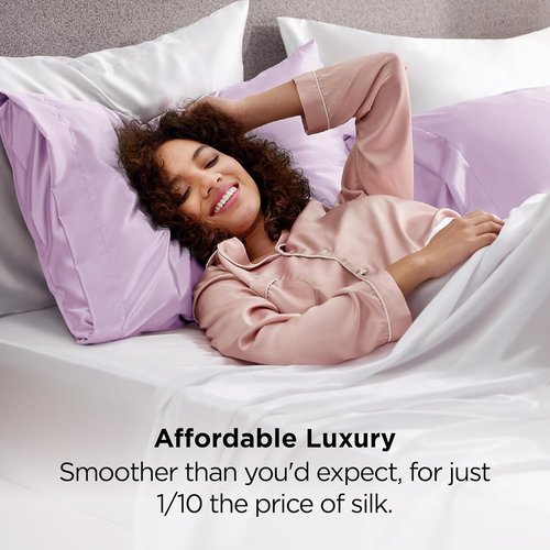 Bedsure Satin Pillowcases - Luxurious Queen Size Set of 2 | Soft Lavender 20x30 Inches for Comfortable Sleep