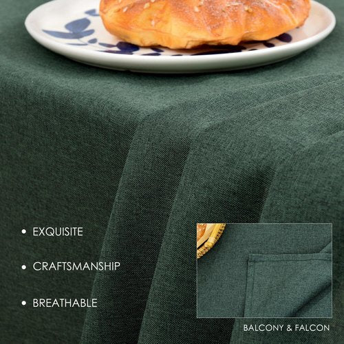 BALCONY & FALCON Table Cloth – Waterproof, Wrinkle Resistant & Washable Large Rectangle Tablecloth and Table Cover for Dining Room, Kitchen, Outdoor, Party & Birthday Use (Hunter Green, 91" x 156")