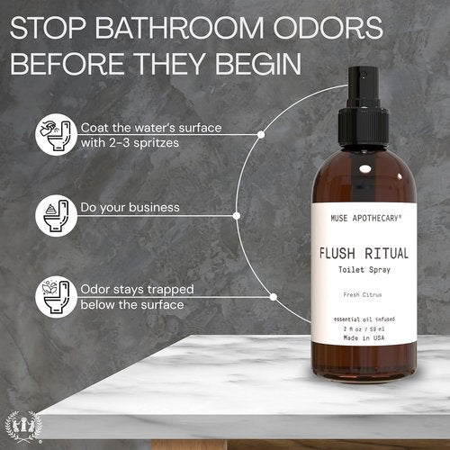 Muse Apothecary Flush Ritual - Refreshing Toilet Spray with Natural Essential Oils | 2 oz Citrus Scent
