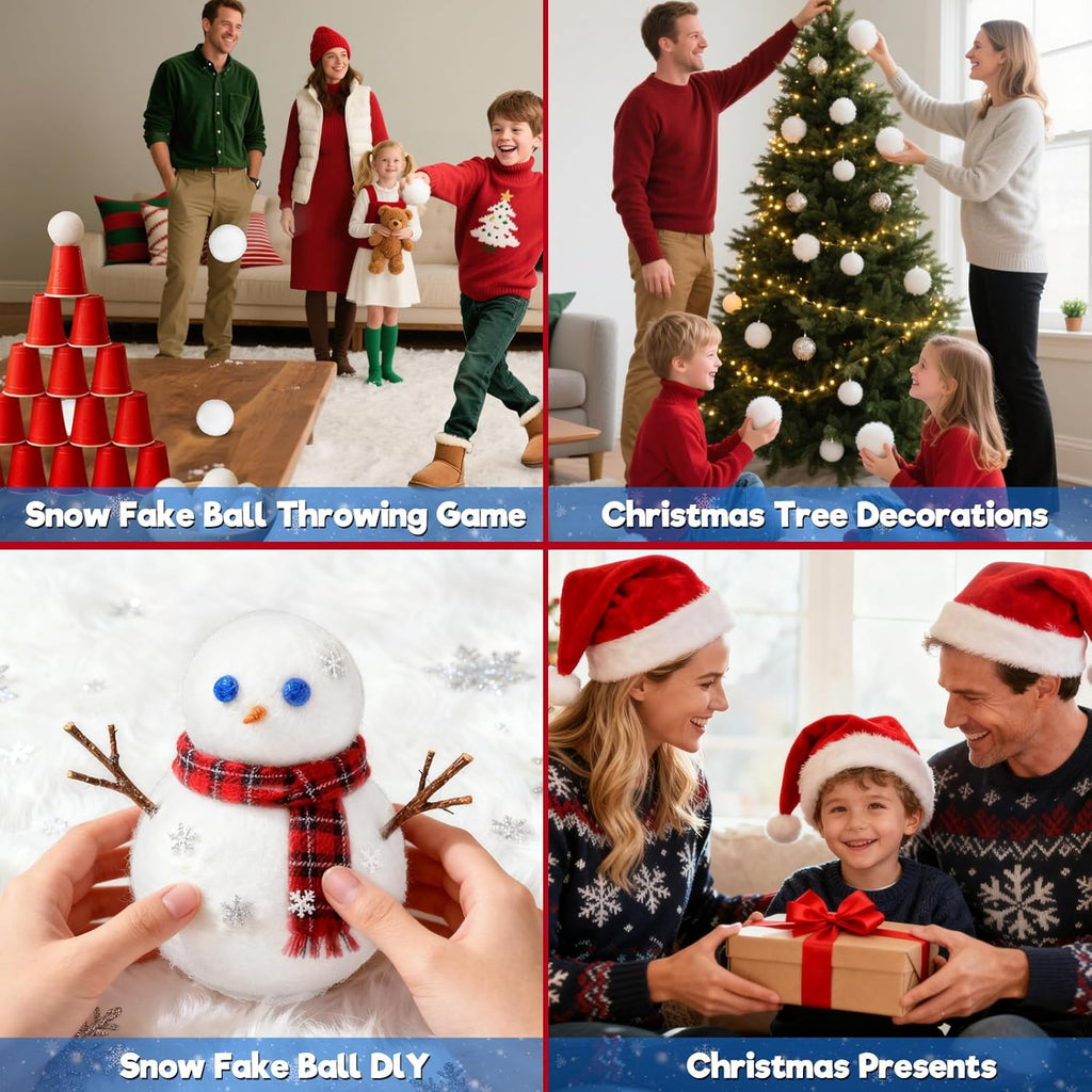 Skiennix 60 PCS Fake Snowballs - 2 Inch Indoor Decorations for Family Fun & Holiday Parties