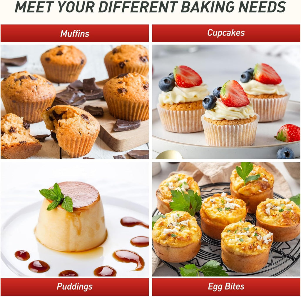 Skiennix Silicone Muffin Pan Set - 12 Cups with Metal Reinforced Frame | Oven & Dishwasher Safe