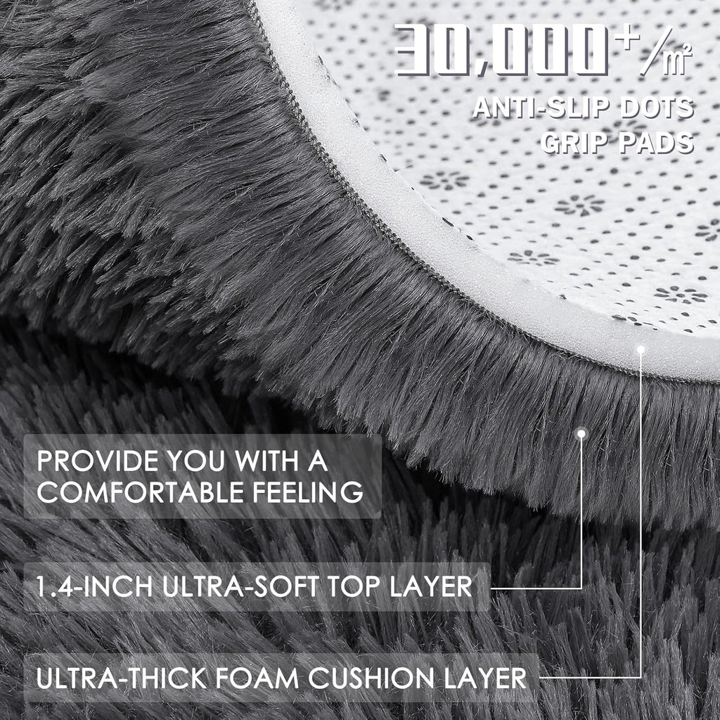 OLANLY Large Area Rug - Soft Fluffy Shaggy Carpet for Living Room & Bedroom | Machine Washable, Grey