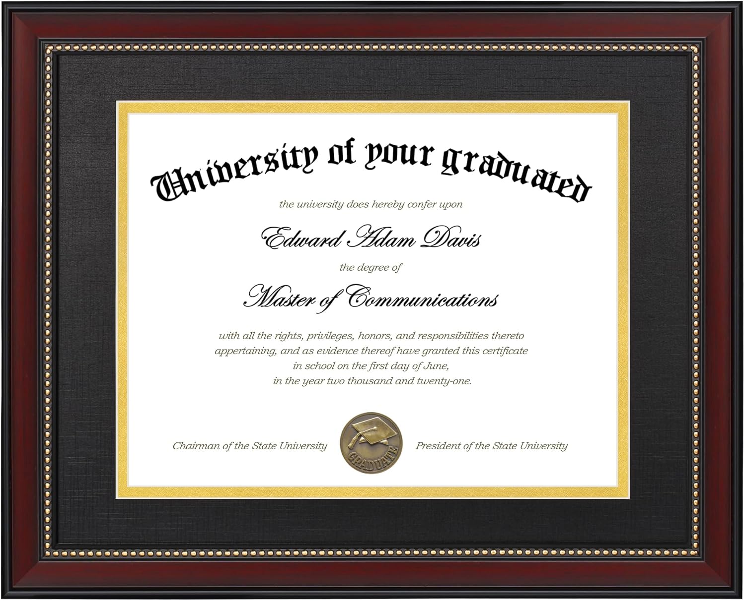 Upsimples 8x10 Picture Frame Set - 5 Black Frames & 11x14 Mahogany Diploma Frame Bundle