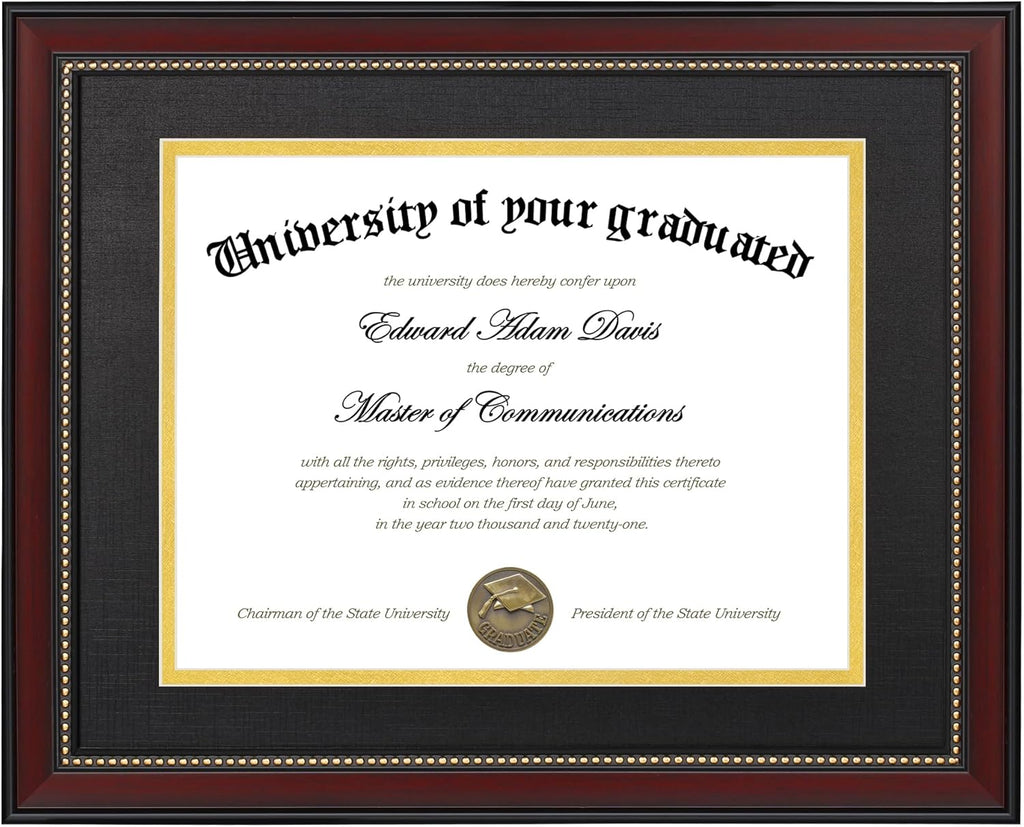 Upsimples 8x10 Picture Frame Set - 5 Black Frames & 11x14 Mahogany Diploma Frame Bundle