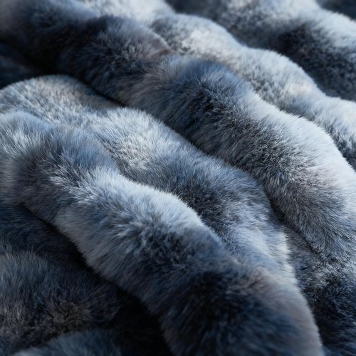 Andtry Faux Fur Throw Blanket for Couch, Soft Fuzzy Plush Thick Bubble Rabbit Fur Blanket for Sofa Bedroom Living Room, 50 * 70 Inches Tie-dye Blue