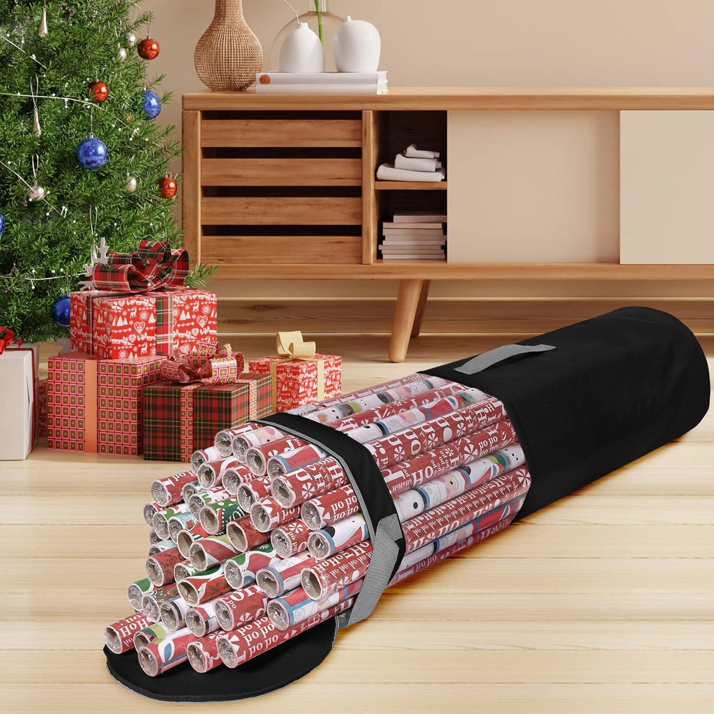 Primode Wrapping Paper Storage Bag - Durable 600D Oxford Organizer for Under Bed | 42” Length, Black