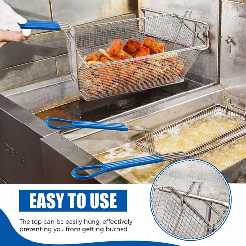 Umigy 4 Pcs Deep Fryer Basket 13 1/4" x 6 1/2" x 6" with Non-slip Handle Heavy Duty Plated Iron Construction Front Hooks Non-slip Handle for Restaurant Kitchen Chip Fish Commercial Fryer Basket