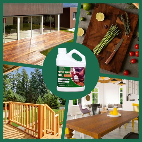 NetLea 17oz Pure Tung Oil for for Wood Finishing,Food Safety for Furniture & Countertop,100% Pure for Indoor & Outdoor Unfinished Bare Wood, Furniture,Floors etc (Tung Oil, 17oz)