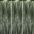 Voircoloria Matte Green Foil Fringe Backdrop Curtains - 3 Pack Tinsel Streamers for Parties | 3.3 x 8.2 ft