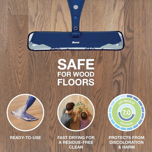 Bona Hardwood Floor Cleaner - Refillable 34 fl oz Unscented Cartridge | Residue-Free Solution for Wood Floors