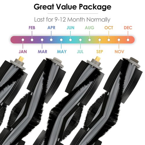 COWINORY (4 Pieces) X1 Omni Roller Brush Compatible with ECOVACS DEEBOT X1/ X1 Omni/ X1 Turbo/ X1 PRO Omni/ T10/ T10 Omni/ T10 Plus/ T20/ T20 Omni. Main Brush Robot Vacuum Cleaner Replacement Parts