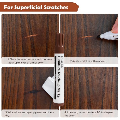 DEWEL Wood Furniture Repair Kit, Upgrade Wood Filler, Furniture Touch Up Markers with Wax Sticks, 42 Pcs Floor Touch Up kit for Scratches, Cracks, Hole, Laminate, Table, Bedposts