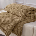 Anysay Knitted Weighted Blanket for Adult, Chunky Knit Weighted Throw for Sleep 60"*80" 20lbs, Cooling Breathable Machine Washable Fall Heavy Blanket for Room Decor (Beige, Queen)