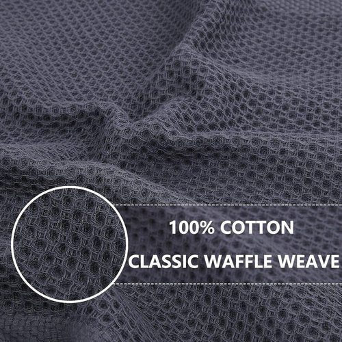 Homaxy 100% Cotton Oversized Waffle Weave Dish Towels - Ultra Soft & Absorbent, 20 x 28 Inches, 8-Pack | Dark Grey