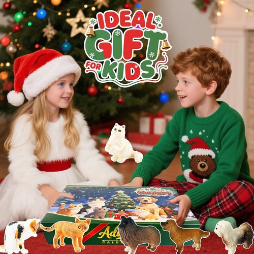Animals Advent Calendar 2025 - 24 Days of Cat & Dog Figurines | Christmas Countdown for Kids & Adults