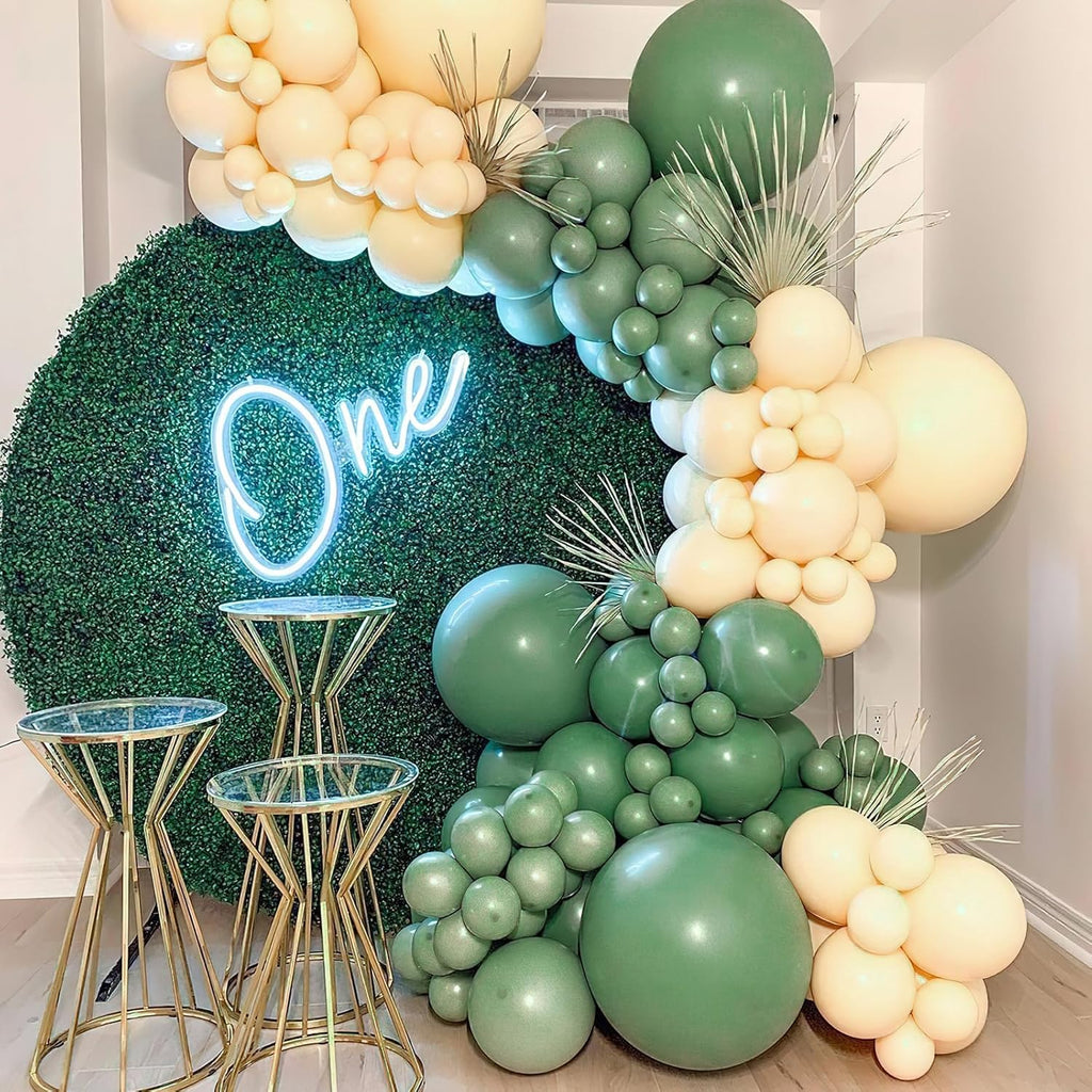 PartyWoo Dusty Green Balloons - 50 Pcs Mini Matte Sage Olive Latex for Weddings & Parties | 5 Inch