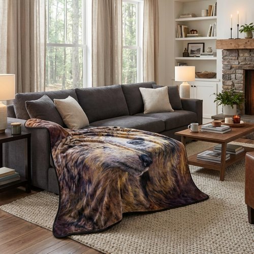 Wolf Blanket – 80x92-inch Printed Pair of Wolves Blanket - Plush Thick 8lb Faux Mink Queen Throw Blanket for Couch, Sofa, or Bed by Lavish Home