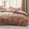 Bedsure California King Duvet Cover - Extra Soft Mocha Mousse Prewashed Cotton-Like Polyester Set | Includes 1 Duvet Cover 104''x98'' & 2 Pillow Shams