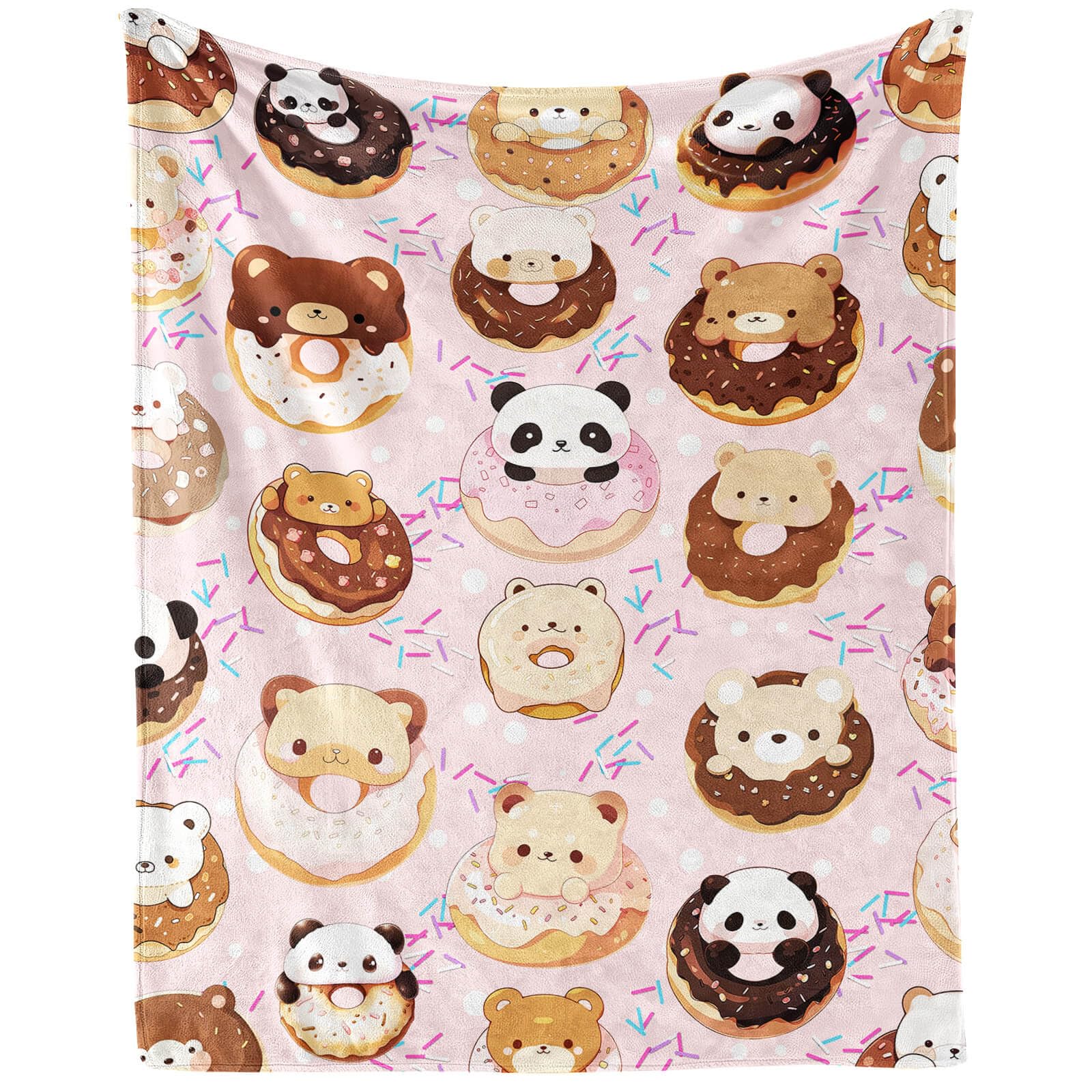 Donut Throw Blanket - Soft Flannel Donut Blankets for Girls Boys Kids Donut Lovers - Warm Food Throw Blankets for All Season Lap, Chair, Sofa - 50"x40"