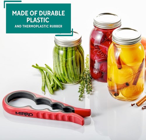 MIRRO Canning Jar Opener - Effortless Grip Design for Easy Jar Opening | Vibrant Red Color
