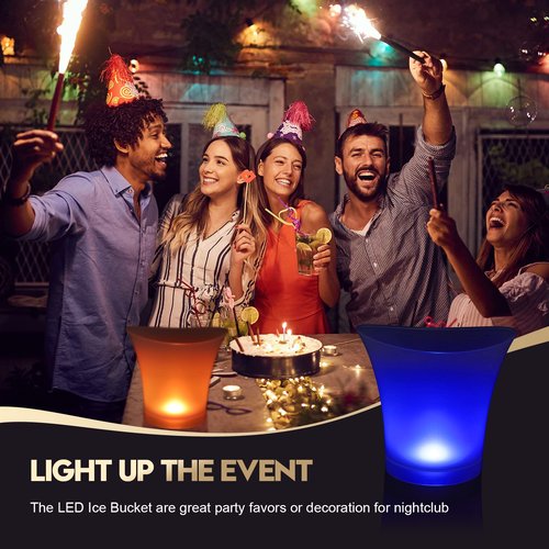 Lounsweer 6 Pcs LED Ice Bucket 5l Large Capacity Drink Buckets for Party Colorful Drink Containers Bulk with Lights for Home Bar Restaurant Chilling Champagne Wine Beer