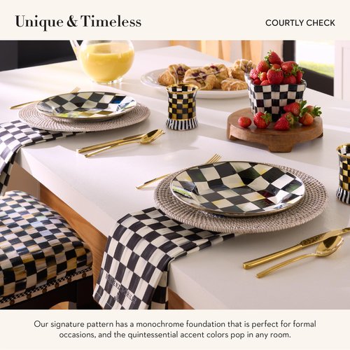 MACKENZIE-CHILDS Set of 1 Cotton Dish Towel, Decorative Kitchen Towel, Black-and-White Courtly Check
