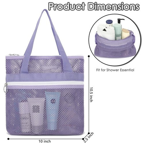 GYEUKHAM Mesh Shower Caddy Portable Shower Bag for Travel, Gym, Camping – Quick-Dry Hanging Toiletry Organizer with Zipper Pockets for Bathroom Essentials,Purple
