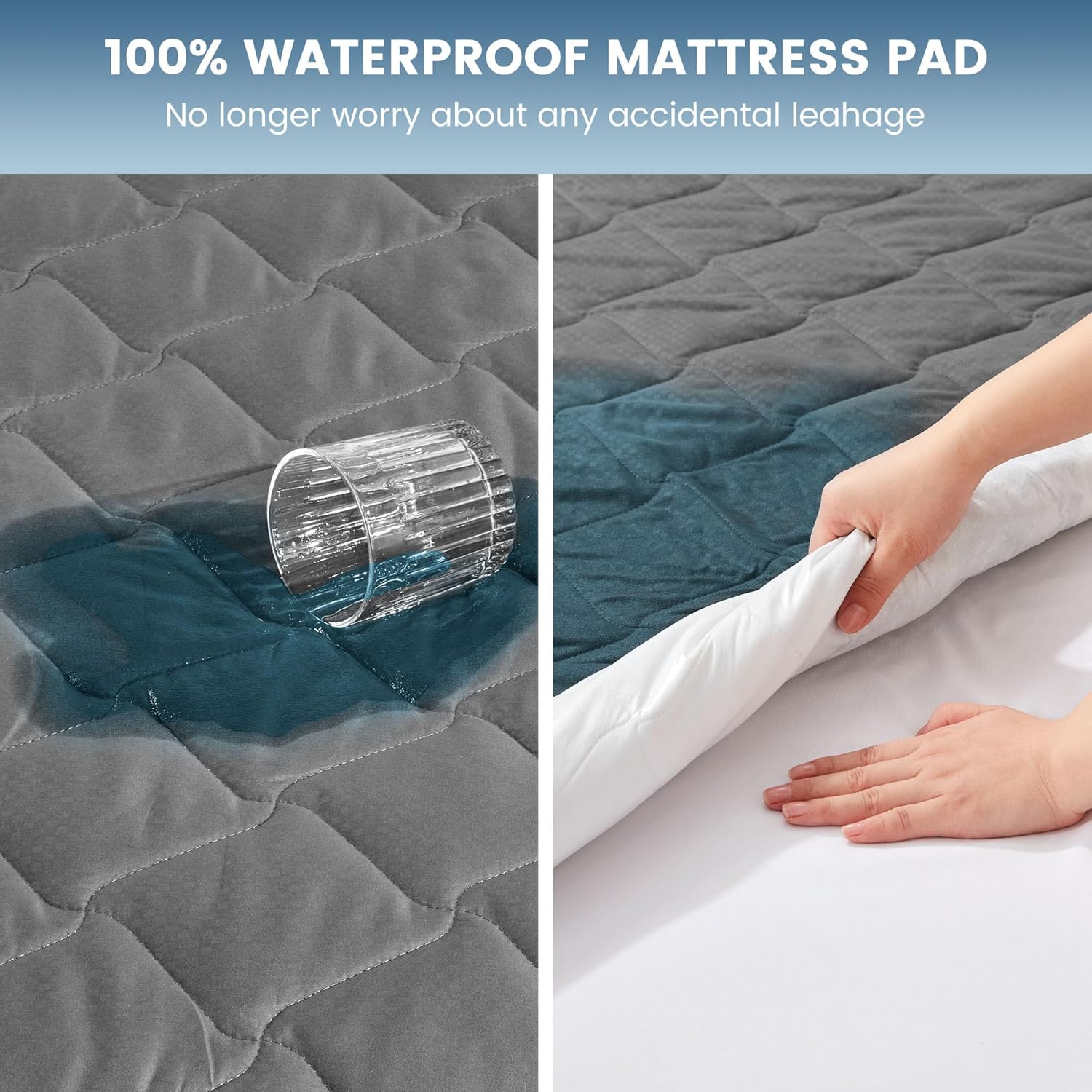 Sleep Zone Waterproof Mattress Protector Pad - Breathable Twin Size Topper with Deep Pockets | Hotel Quality, Machine Washable, Grey
