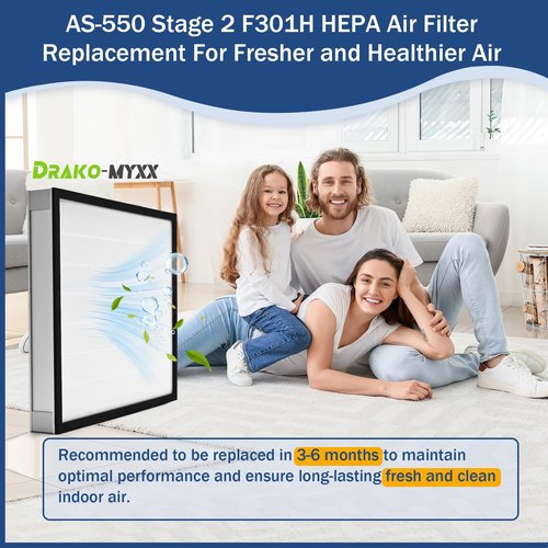 Drako-Myxx 2 Pcs Upgrade HEPA 550 Filter, F301H Air Scrubber Stage 2 HEPA Filter, HEPA Air Shield 550 Filter,16 x 19 x 2", AS-550 Filters, Replacement for BlueDri, Dri-Eaz, Phoenix, and Bear