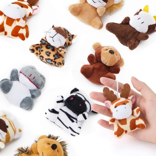 JOYIN 24 Pcs Mini Safari Animal Plush Toys (24 Units 3" Each), Animals Keychain Decoration for Kids, Small Stuffed Animal Bulk for Kids, Carnival Prizes, School Gifts, Easter Party Favor Goodie Bags