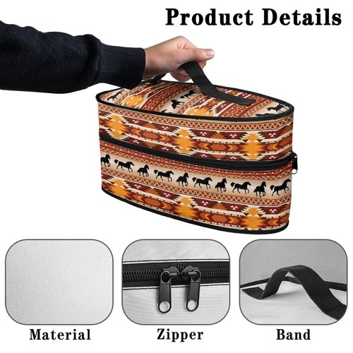 Rchsmod Aztec Tribal Print Steam Iron Case Horse Geometric Design Handheld Garment Steamer Case Portable Iron Storage Holder Lightweight Travel Bag Iron Accessories, Case Only