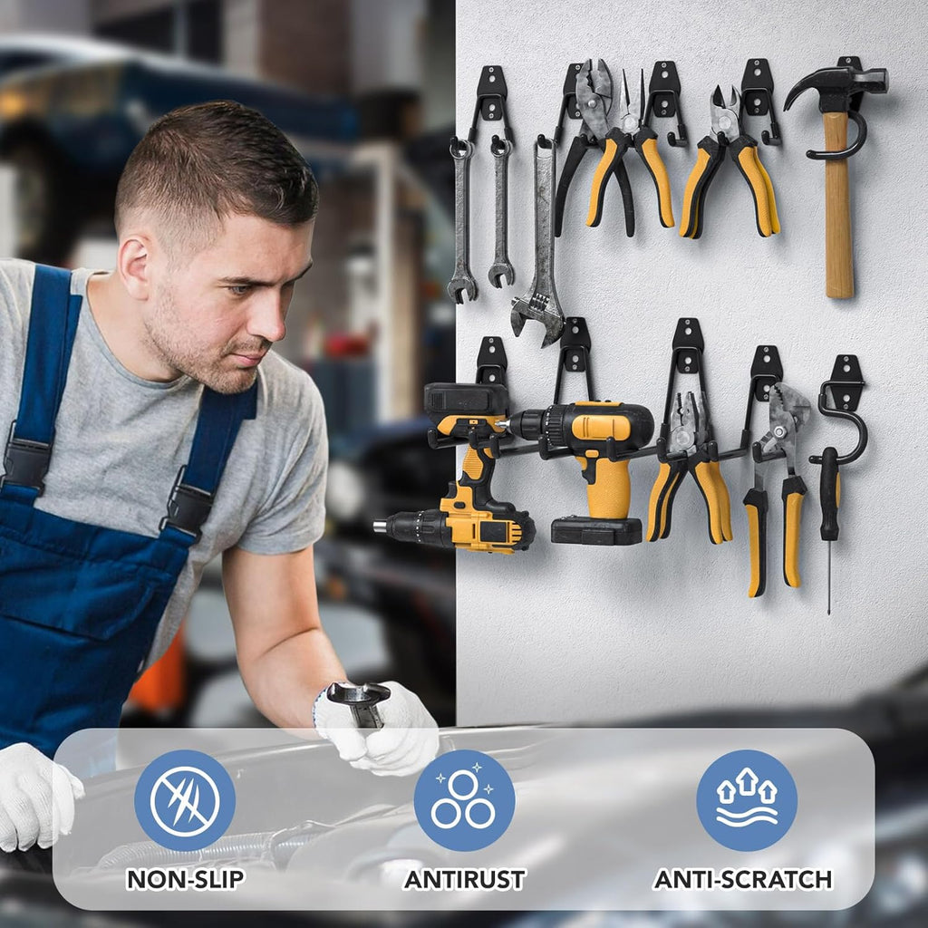 Skiennix Heavy-Duty Garage Hooks - Anti-Slip Coating for Secure Storage | 30 Pack Black for Bikes & Tools