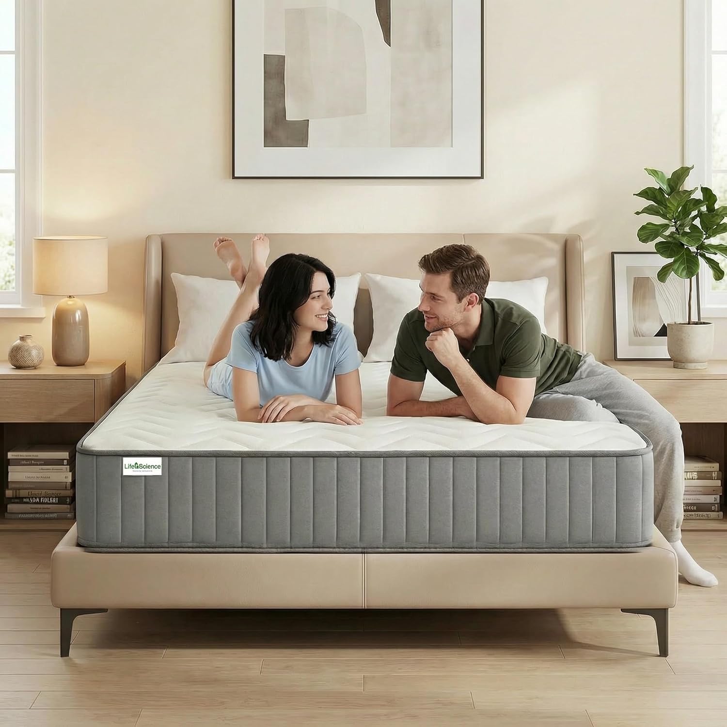 Serene 10 Inch King Hybrid Mattress - Premium Cooling Gel Memory Foam & Pocketed Coils for Spine Alignment, Medium Firm, Fiberglass-Free, CertiPUR-US Certified, Made in USA