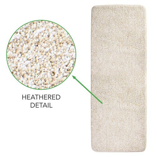 mDesign Non-Slip Microfiber Polyester Rectangular Spa Mat/Bath Rugs, Plush Heathered Water Absorbent Accent Rug for Bathroom Vanity, Bathtub/Shower, Machine Washable, Set of 3 - Linen/Tan