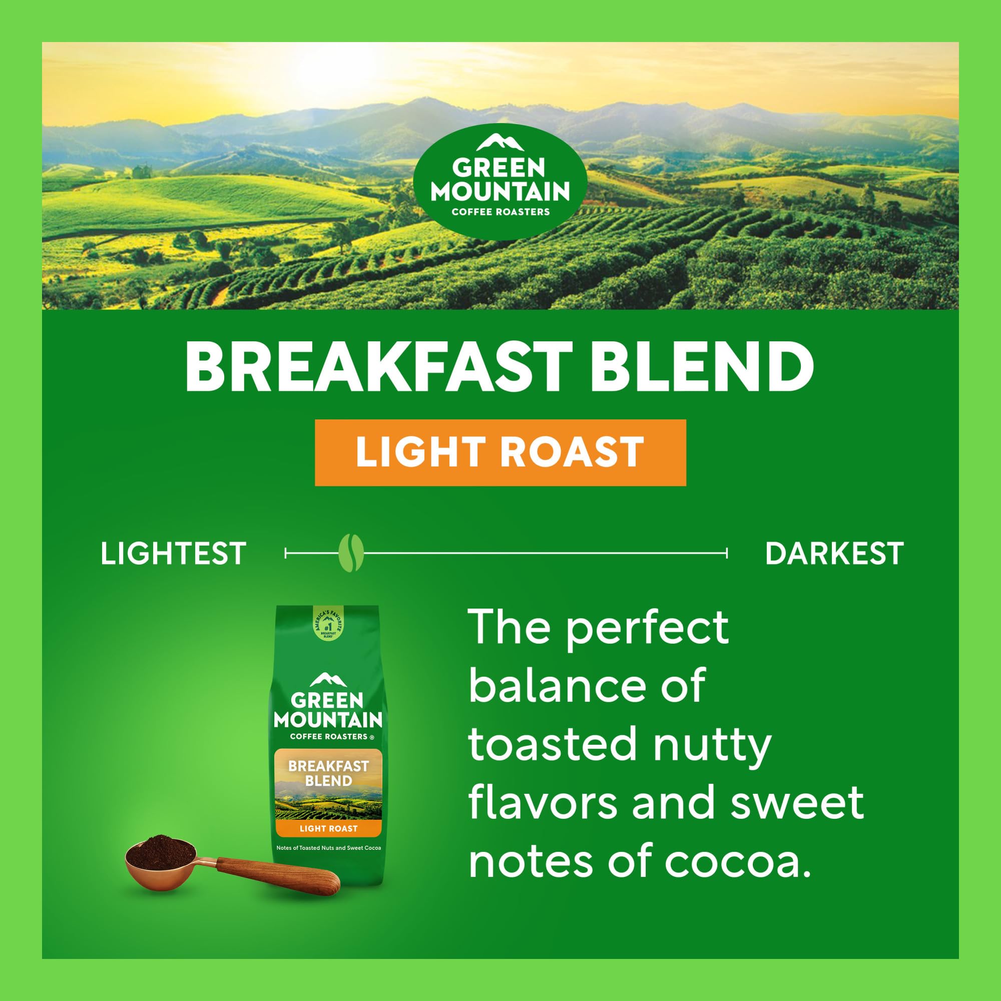Green Mountain Coffee Roasters Breakfast Blend, Ground Coffee, Bagged 18 oz
