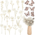 Yalikop 72 Pcs Wooden Wildflowers Wall Decor Set Boho Nursery Decor for Girl Baby Bedroom Decals Flowers Cutout Signs Wooden Butterflies Art for Nursery Baby Room Home