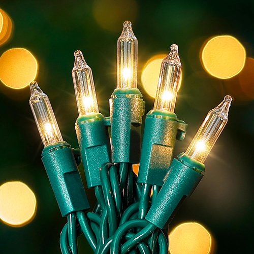 HEYFUNi Clear Christmas Lights - 50 Count 13 Feet Mini String Lights for Indoor/Outdoor Holiday Decor | Green Wire
