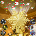 [6 Patterns] 9.05 inch Christmas Tree Topper Projector Snowflake with 6 Patterns Gold Snowflake Projector Tree Topper Plug in for Indoor Office Xmas New Year Holiday (Gold,3m Cable)