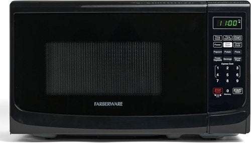 Farberware 0.7 Cu. Ft. Microwave Oven - 700 Watts, Auto Cook, Defrost & Easy Clean - Black Finish