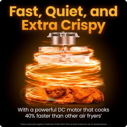 Chefman Air Fryer - TurboFry 7-Qt | 6-in-1 High-Powered Cooking for Crispier Results - Black