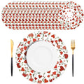 SMUAENSS 50Pcs Valentine's Day Disposable Round Paper Placemats - Red Pink Heart Wreath Design, Valentine's Day Dinner Table Mats Wedding Anniversary Party Table Decor