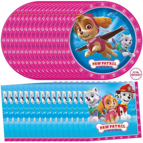 Skye Paw Patrol Birthday Decorations | Skye Paw Patrol Plates and Napkins for Party | Serves 16 Guests | Officially Licensed