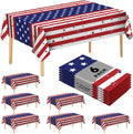 Skiennix 6 Pack Disposable Plastic Tablecloths - Patriotic American Flag Design, 54" x 108" for Memorial Day Celebrations
