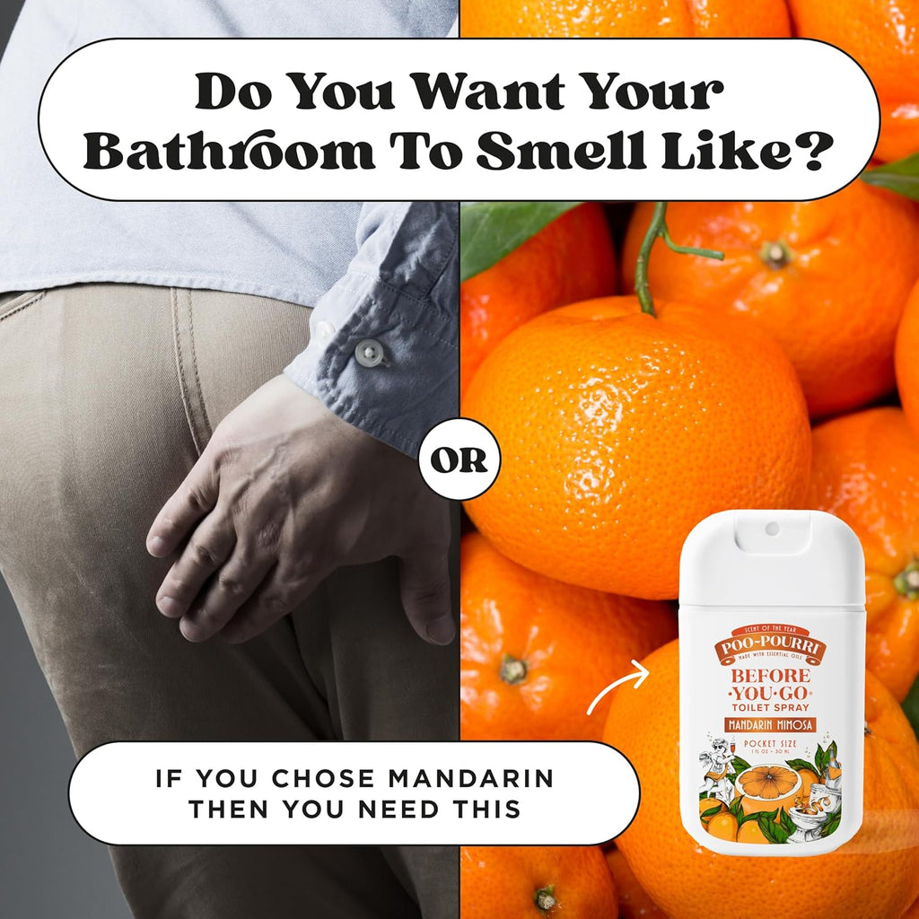 Poo-Pourri Pocket Toilet Spray - Mandarin Mimosa Travel Deodorizer | 1 Fl Oz, Up to 50 Uses, TSA Approved