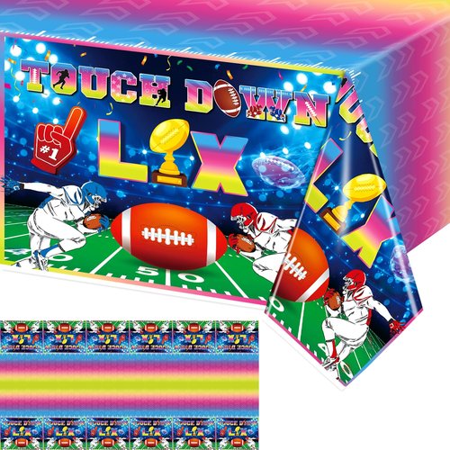 tineit 3 Pieces Football Tablecloth, 108 * 54 Inch Football Party Decorations Table Cover, Touch Down Football Tablecloth, Football Party Decorations 2026 Tablecloth for Football Party