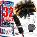 PetOde 32 Feet Dryer Vent Cleaner Kit - Flexible Quick Snap Brush with Drill Attachment for 360° Cleaning