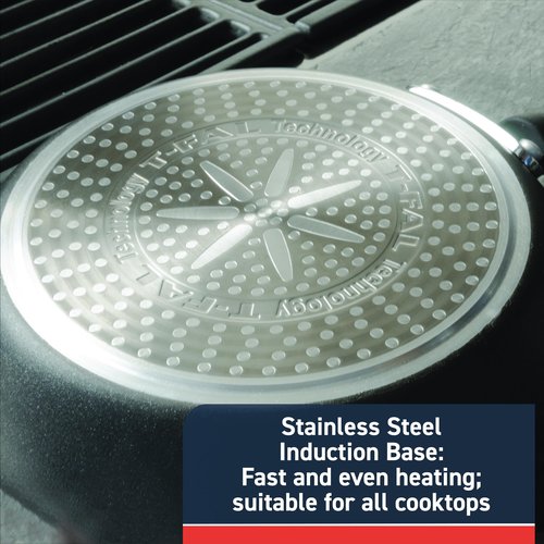 T-Fal Experience Non Stick Fry Pan w/Lid 10 Inch, Induction, Oven Broiler Safe 400F, Compatible with All Cooktops, Cookware, Deep Frying Pan, Cooking Skillet, Pots and Pans, Dishwasher Safe, Black
