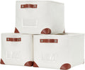 DECOMOMO White Storage Bins - Large Fabric Baskets for Shelf & Linen Closet Organization | 3 Pack with Label Holders