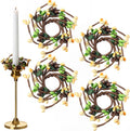 Suncalla Spring Pip Berry Taper Candle Rings - Set of 4 Mini Artificial Wreaths for Home Decor