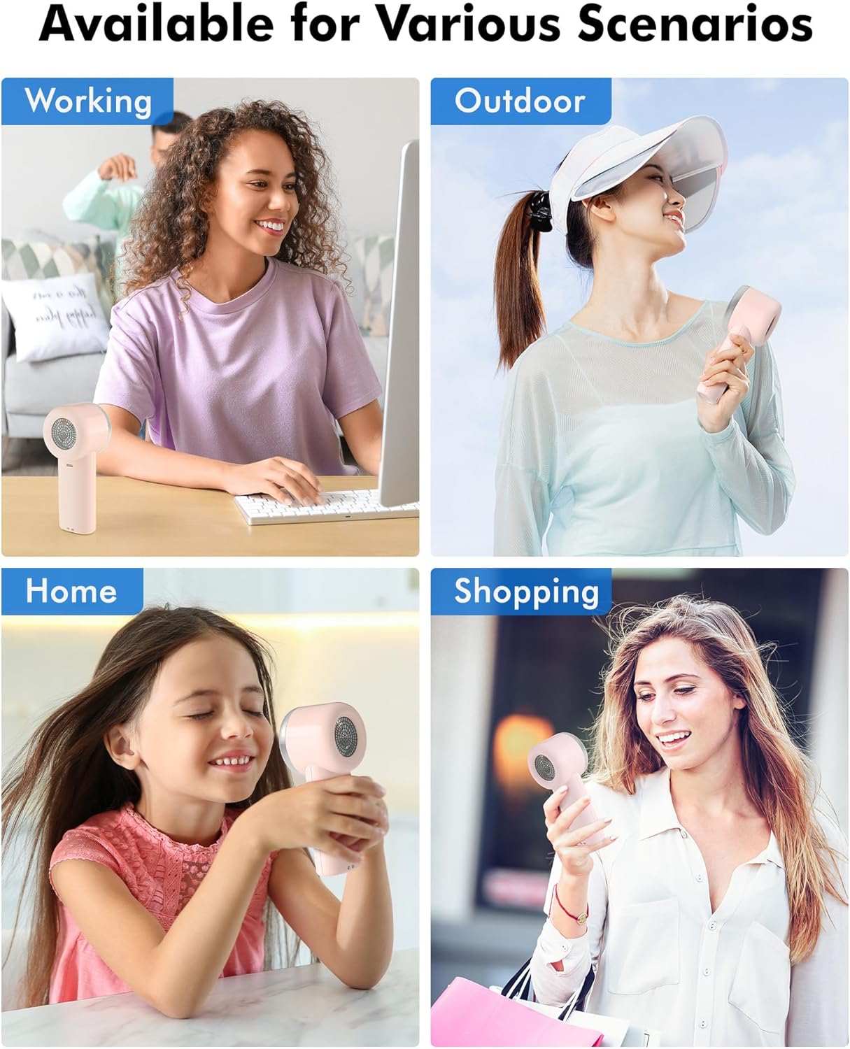 WHATOOK Portable Handheld Mini Fan - High-Speed Cooling, 10-Hour Battery Life, USB Rechargeable | Pink